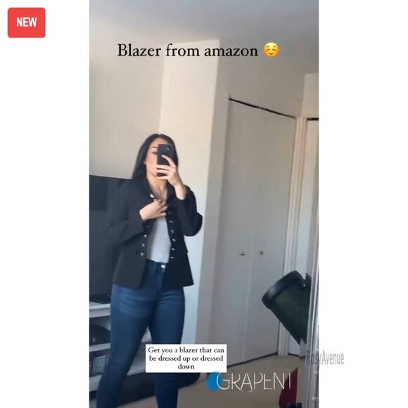 Women's Business Casual Blazer with Buttons Pockets Open Front - Picture 8 of 8